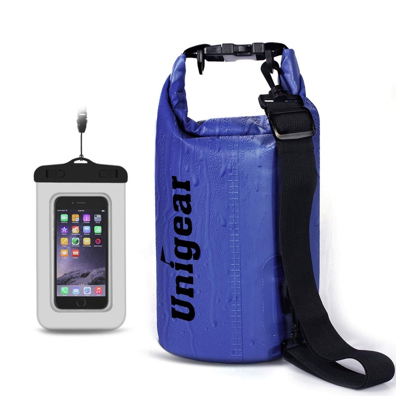 Unigear Dry Bag Waterproof, Floating and Lightweight Bags for Kayaking, Boating, Fishing, Swimming and Camping with Waterproof Phone Case (Blue, 10L) - Image 1
